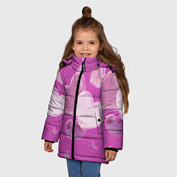 Куртка зимняя для девочки Сердца на розовов фоне, цвет: 3D-черный — фото 2