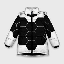Куртка зимняя для девочки Абстракция текстура соты, цвет: 3D-черный
