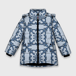 Куртка зимняя для девочки Квадратный паттерн, цвет: 3D-черный