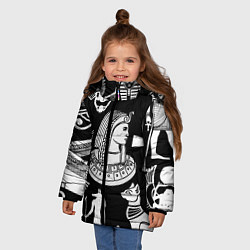 Куртка зимняя для девочки Египетские знаки на черном фоне, цвет: 3D-светло-серый — фото 2