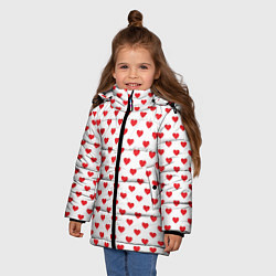Куртка зимняя для девочки Сердечки - паттерн, цвет: 3D-светло-серый — фото 2