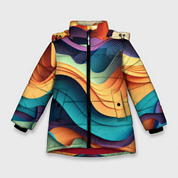 Куртка зимняя для девочки Цветной рельеф, цвет: 3D-красный