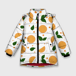 Куртка зимняя для девочки Апельсины с листьями, цвет: 3D-красный