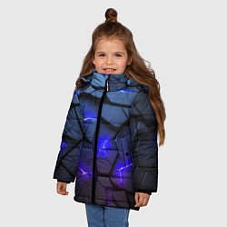Куртка зимняя для девочки Светящаяся синяя лава, цвет: 3D-черный — фото 2