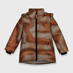 Зимняя куртка для девочки Тёмно-золотистые абстрактные волны