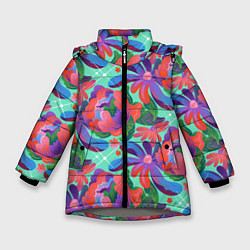 Зимняя куртка для девочки Цветочный паттерн арт