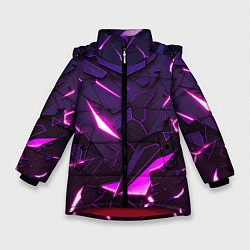 Куртка зимняя для девочки Неоновые абстрактные электрические плиты, цвет: 3D-красный
