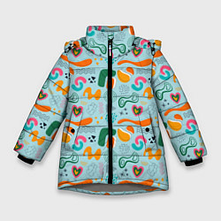 Куртка зимняя для девочки Geometric pattern, цвет: 3D-светло-серый