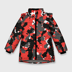 Куртка зимняя для девочки Красно-черный камуфляж, цвет: 3D-светло-серый