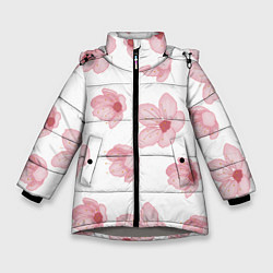 Куртка зимняя для девочки Цветение сакуры, цвет: 3D-светло-серый