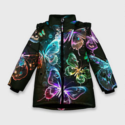 Зимняя куртка для девочки Неоновые дикие бабочки