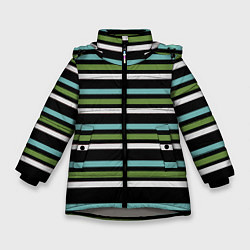 Куртка зимняя для девочки Абстрактные тёмные полосы, цвет: 3D-светло-серый
