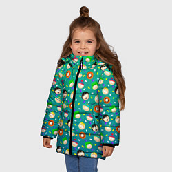 Куртка зимняя для девочки Южный Парк - паттерн персонажи, цвет: 3D-черный — фото 2