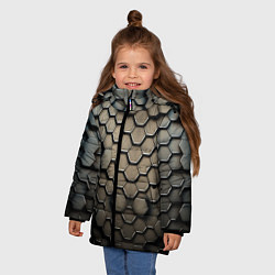 Куртка зимняя для девочки Сталь и соты, цвет: 3D-черный — фото 2
