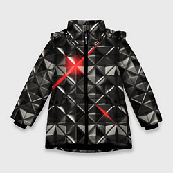 Куртка зимняя для девочки Металлические плитки, цвет: 3D-черный