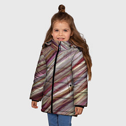 Куртка зимняя для девочки Полосы цвета с текстурой планеты, цвет: 3D-красный — фото 2