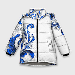 Куртка зимняя для девочки Русские узоры, цвет: 3D-светло-серый
