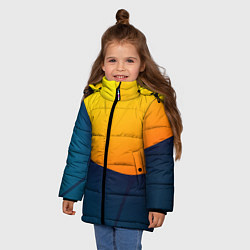 Куртка зимняя для девочки Двойной цвет: жёлтый и синий, цвет: 3D-светло-серый — фото 2
