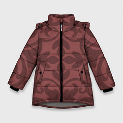Куртка зимняя для девочки Красивые узоры на красном, цвет: 3D-светло-серый