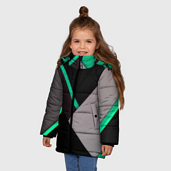 Куртка зимняя для девочки Спортивная геометрия линии, цвет: 3D-светло-серый — фото 2
