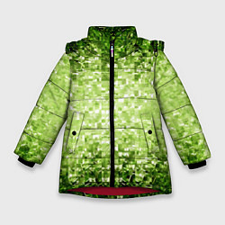 Куртка зимняя для девочки Геометрическое зелёное искажение в пространстве, цвет: 3D-красный