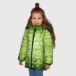 Куртка зимняя для девочки Геометрическое зелёное искажение в пространстве, цвет: 3D-красный — фото 2
