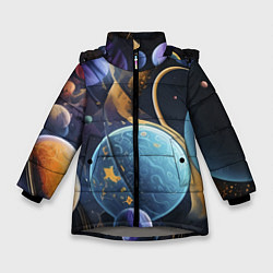Зимняя куртка для девочки Планеты во вселенной