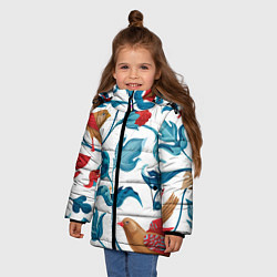 Куртка зимняя для девочки Узоры и птицы, цвет: 3D-светло-серый — фото 2