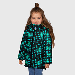 Куртка зимняя для девочки Светящиеся неоновые квадраты, цвет: 3D-черный — фото 2