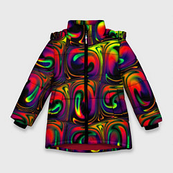 Куртка зимняя для девочки Digital abstraction paint, цвет: 3D-красный
