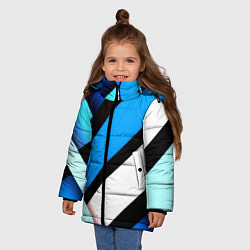 Куртка зимняя для девочки Спортивная геометрия из полос, цвет: 3D-красный — фото 2