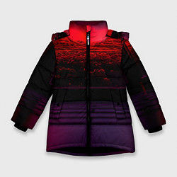 Куртка зимняя для девочки Пурпурный закат-арт, цвет: 3D-черный