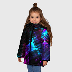 Куртка зимняя для девочки Неоновый киберпанк, цвет: 3D-красный — фото 2