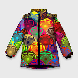 Куртка зимняя для девочки Multicolored circles, цвет: 3D-черный