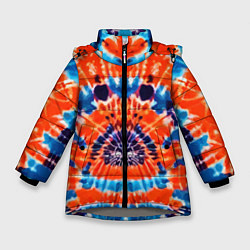 Куртка зимняя для девочки Яркий стиль тай дай, цвет: 3D-светло-серый