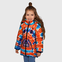 Куртка зимняя для девочки Яркий стиль тай дай, цвет: 3D-красный — фото 2