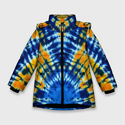 Куртка зимняя для девочки Tie dye стиль хиппи, цвет: 3D-черный