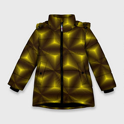 Куртка зимняя для девочки Желтые треугольники, цвет: 3D-черный