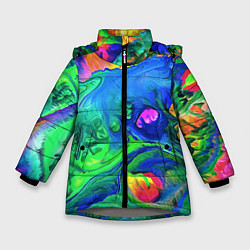 Зимняя куртка для девочки Яркие всплески краски - импрессионизм