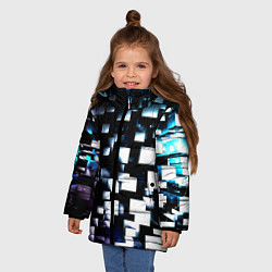 Куртка зимняя для девочки Неоновые кубы абстракция, цвет: 3D-красный — фото 2