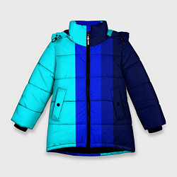 Куртка зимняя для девочки Контрастные вертикальные полосы, цвет: 3D-черный