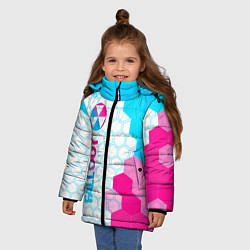 Куртка зимняя для девочки Fallout neon gradient style: по-вертикали, цвет: 3D-черный — фото 2