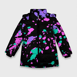 Куртка зимняя для девочки Неоновые цвета брызги краски, цвет: 3D-черный