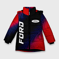 Куртка зимняя для девочки Ford красный карбон, цвет: 3D-черный