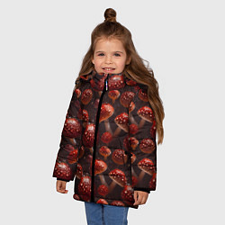 Куртка зимняя для девочки Сочный узор из мухоморов, цвет: 3D-красный — фото 2