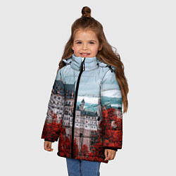 Куртка зимняя для девочки Замок в горах и красный лес, цвет: 3D-черный — фото 2