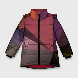 Куртка зимняя для девочки Разные треугольники и геометрия, цвет: 3D-красный