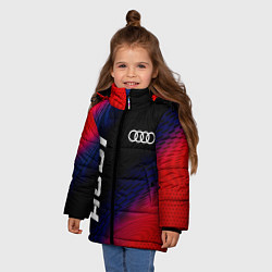 Куртка зимняя для девочки Audi красный карбон, цвет: 3D-черный — фото 2