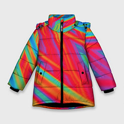 Куртка зимняя для девочки Кислотная абстракция, цвет: 3D-черный
