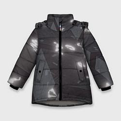 Куртка зимняя для девочки Серые кубы с сигилами, цвет: 3D-светло-серый